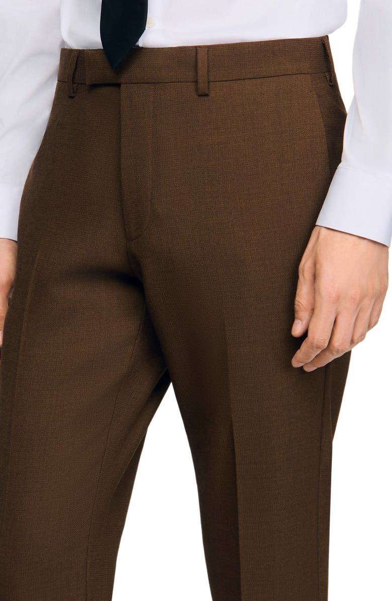 SANDRO Classic wool dress trousers, Alternate, color, Tobacco Brown