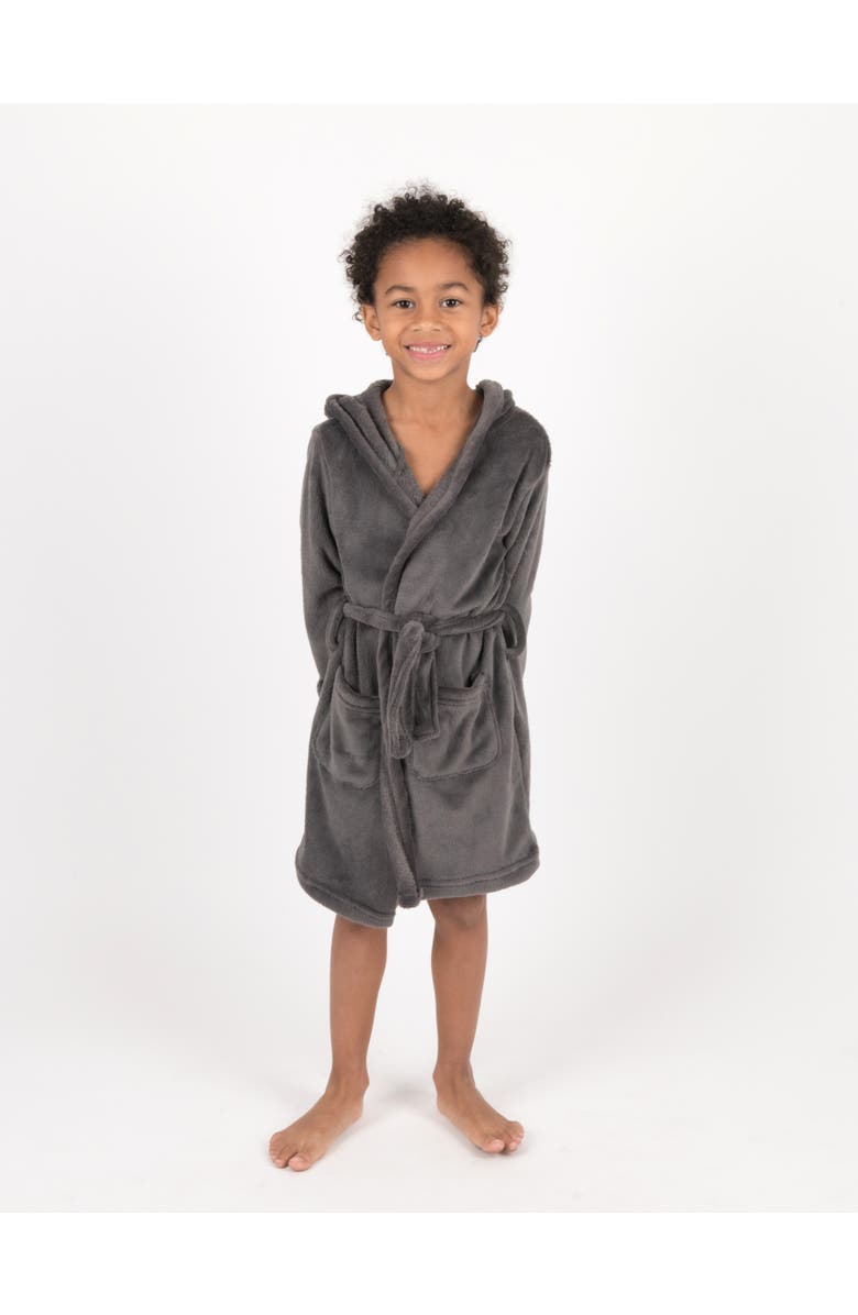Leveret Kids Fleece Hooded Robe, Solid Colors, Main, color, Dark Gray