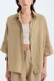 Monlicia Iyan 100% Linen Oversized Button-Up Shirt