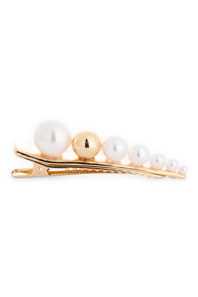 Faux Pearl Bubble Hair Clip, Main, color, GOLD