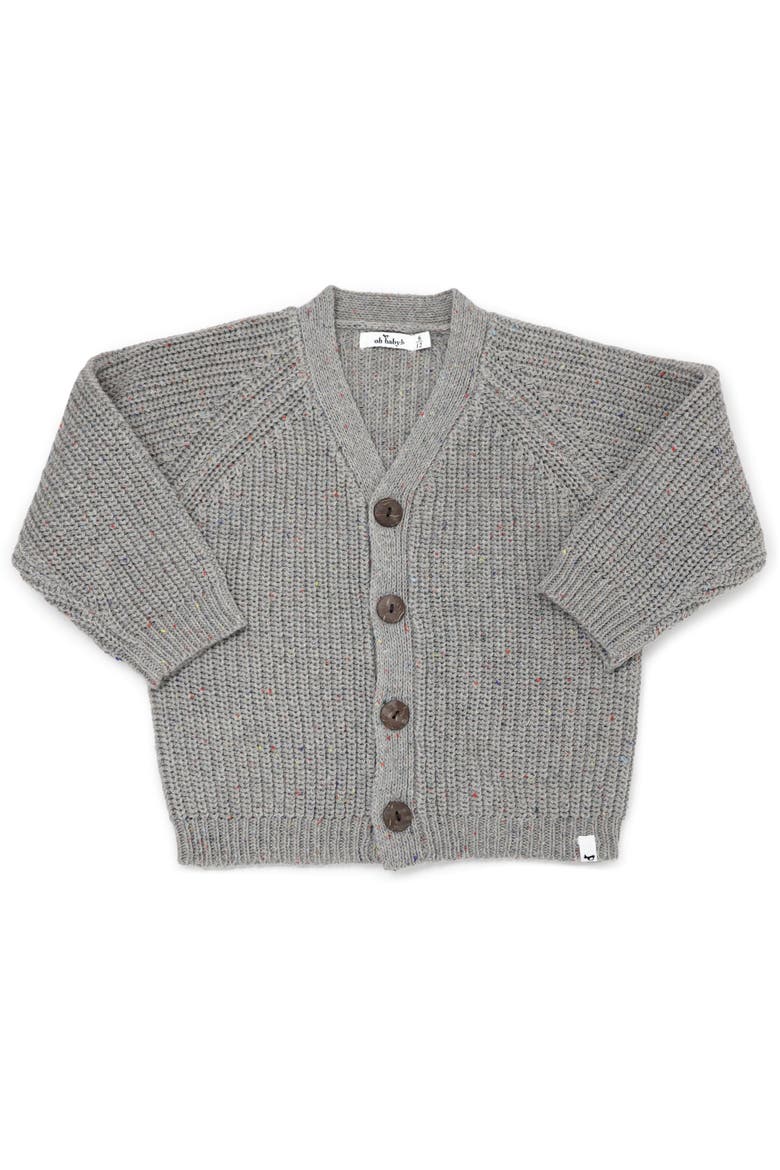 Grandpa Knitted Cardigan-Toddler, Little Kid, Main, color, Charcoal Confetti