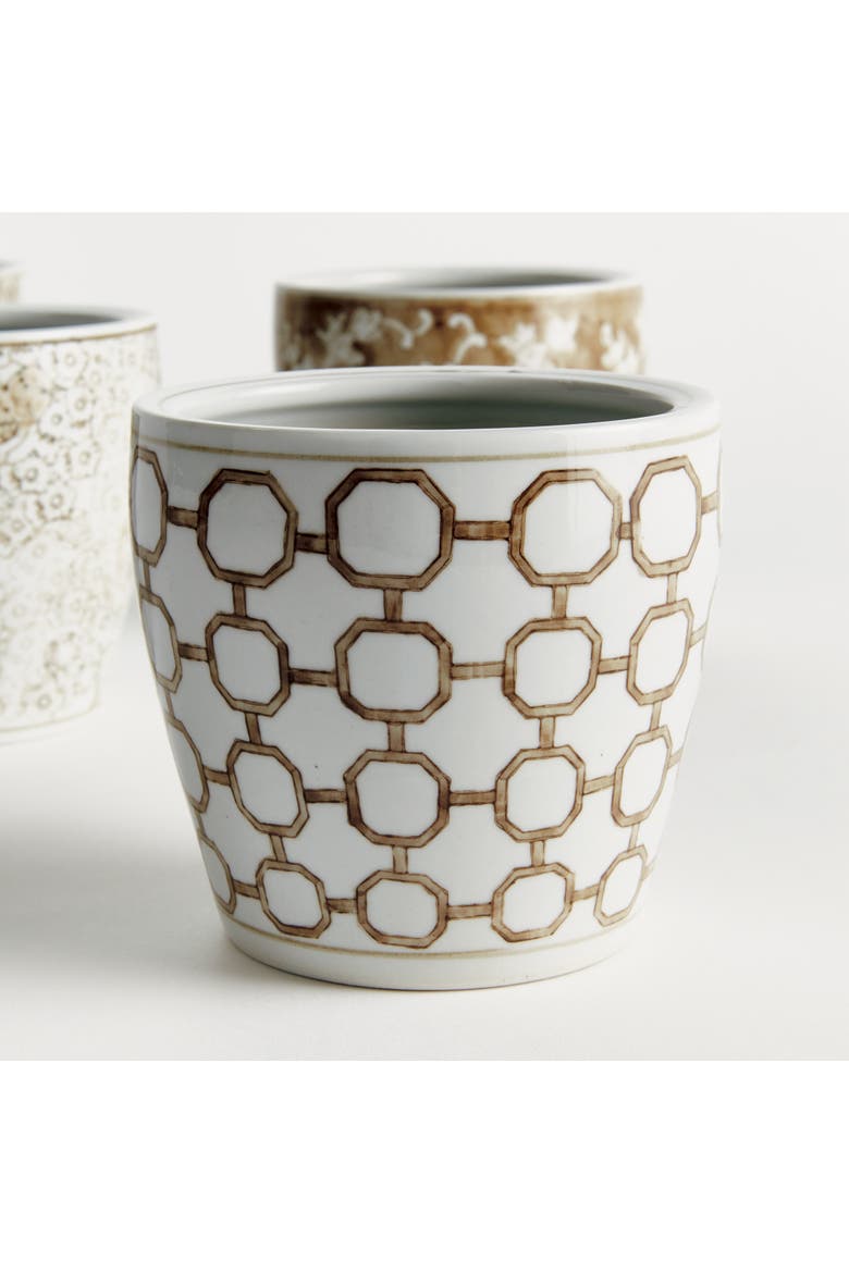 Brown & White Chinoiserie Planters Province Pots, Set of 4, Alternate, color, Brown