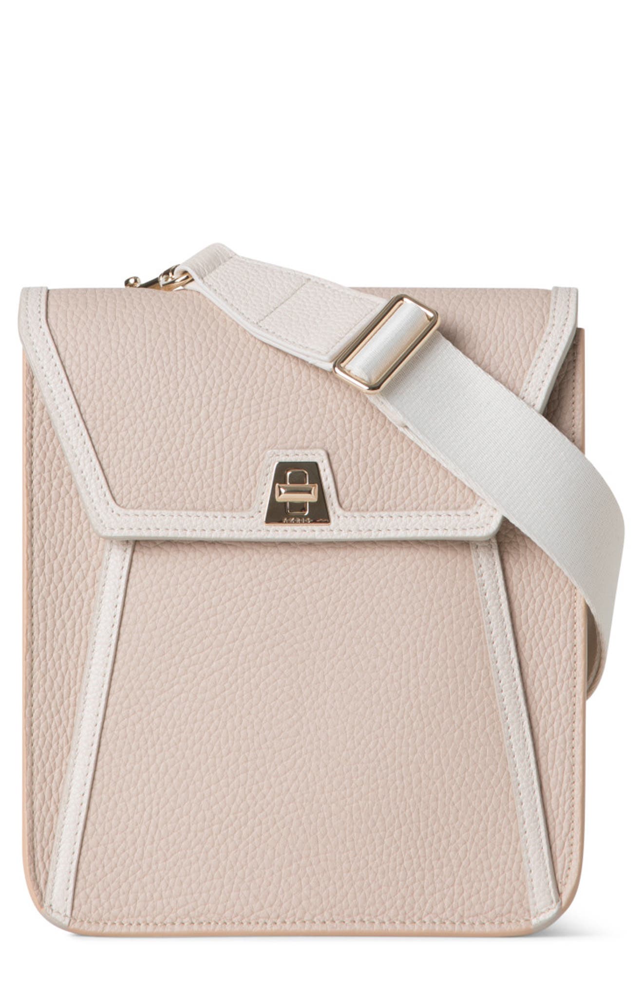 Akris Small Anouk Leather Messenger Bag, Main, color, Palissandro-Alabaster