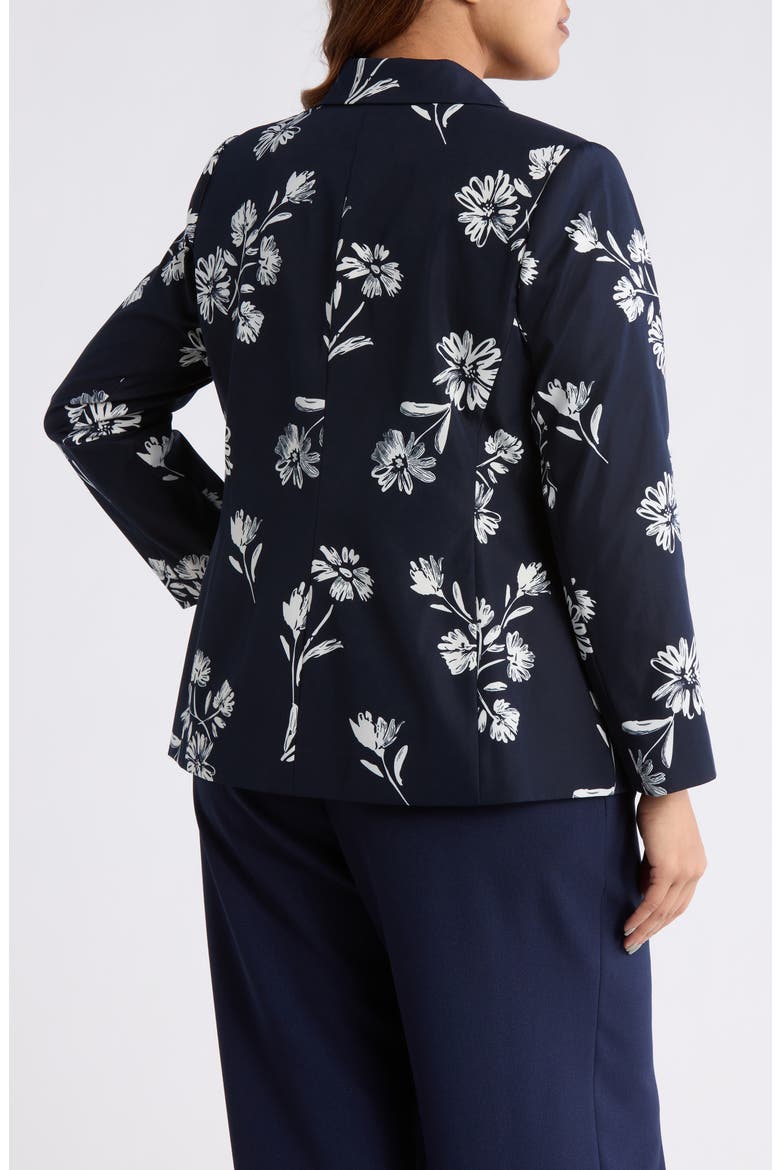 Floral One-Button Jacket, Alternate, color, NAVY IVORY