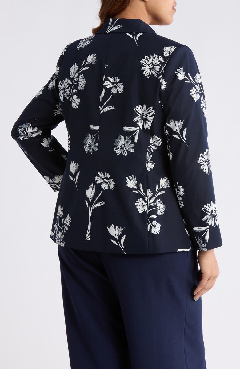 Tahari ASL Floral One-Button Jacket, Alternate, color, Navy Ivory