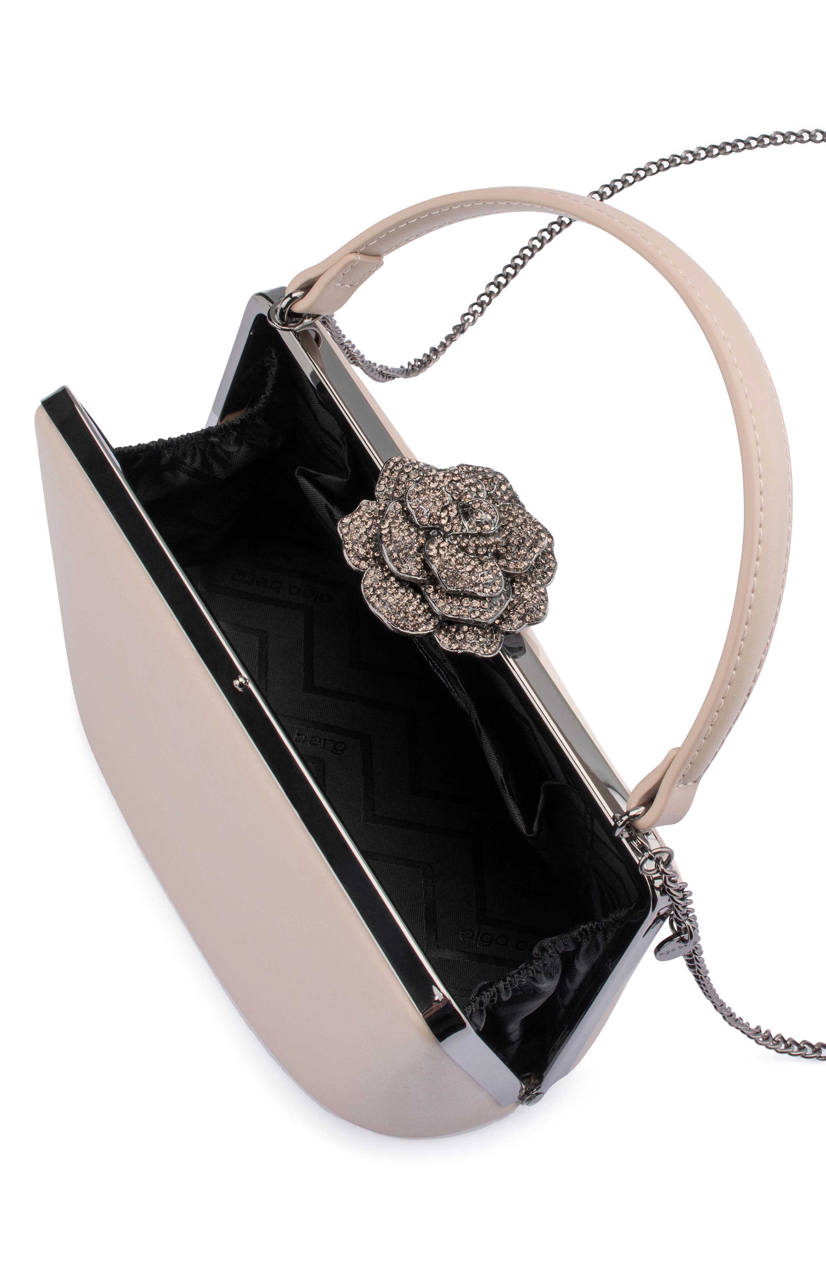 Olga Berg Grace Embellished Frame Top Handle Bag, Alternate, color, Natural