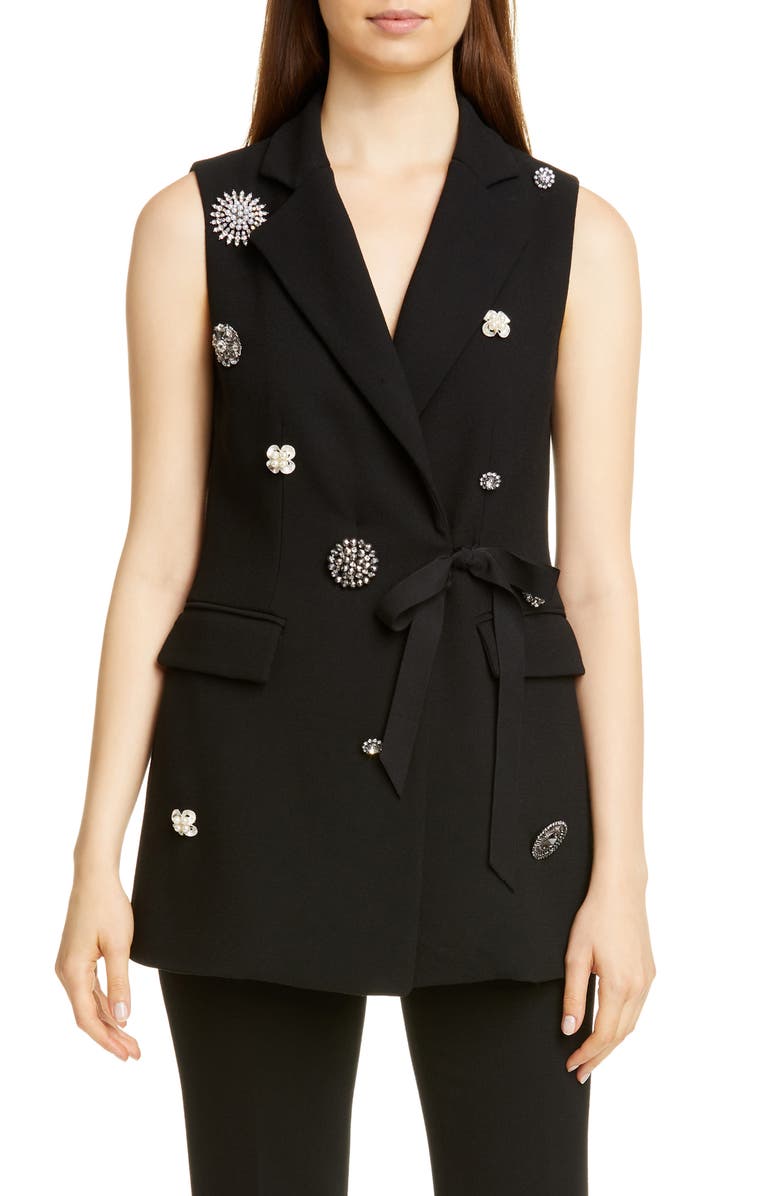 Lela Rose Crystal Embellished Vest, Main, color, 