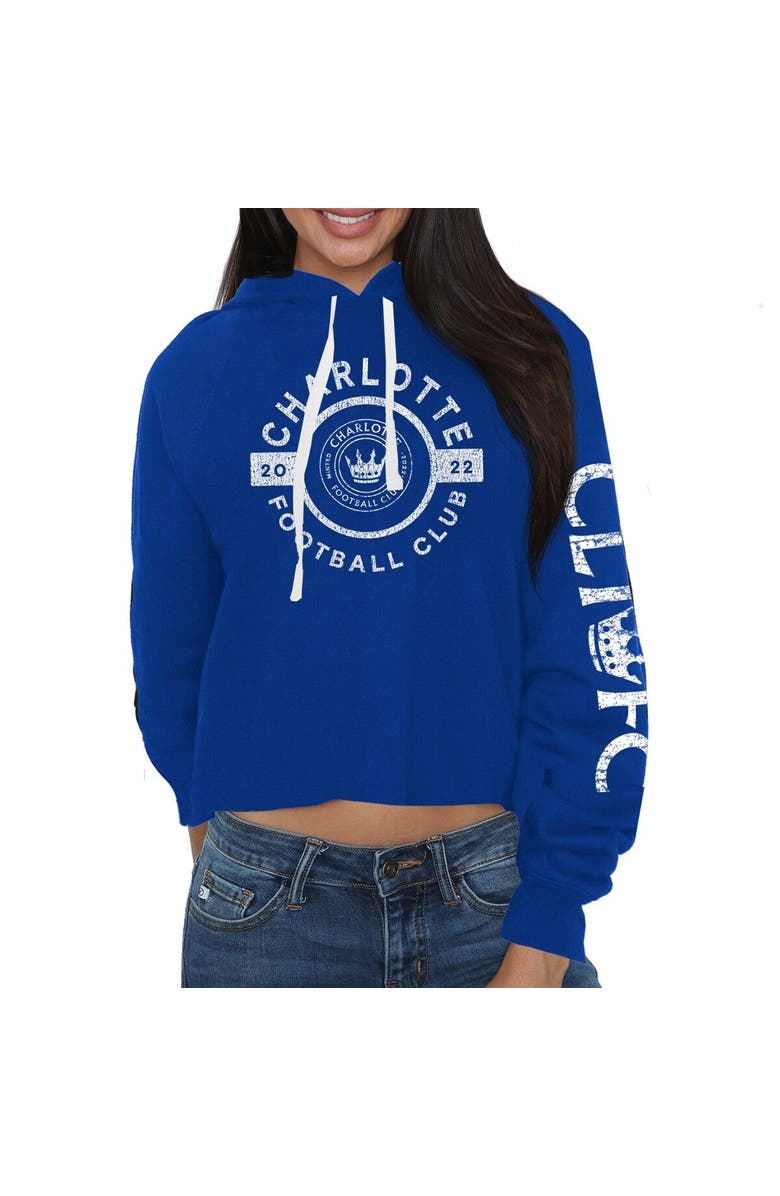 Retro Brand Women's Original Retro Brand Blue Charlotte FC Crop Pullover Hoodie, Main, color, Royal