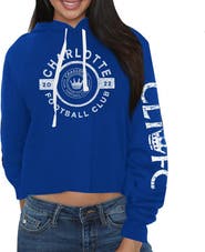 Retro Brand Women's Original Retro Brand Blue Charlotte FC Crop Pullover Hoodie