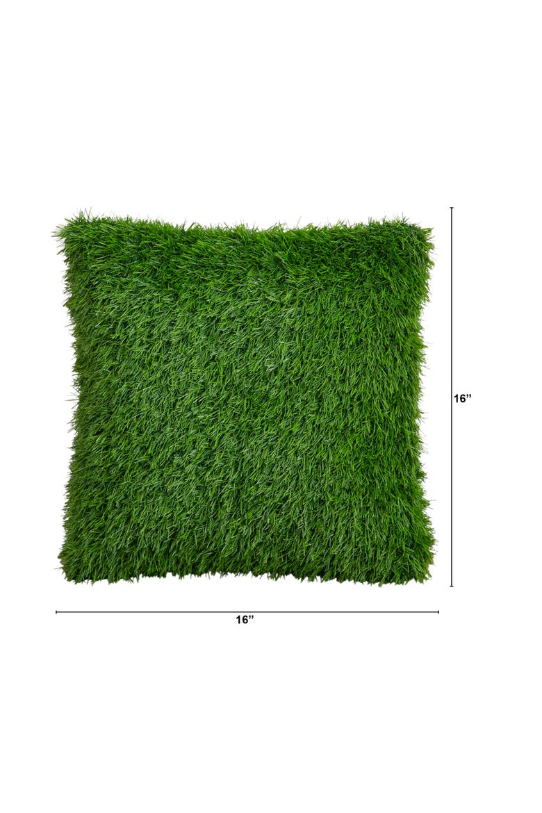 15-in UV Resistant Artificial Grass Pillow Cushion, Alternate, color, Green