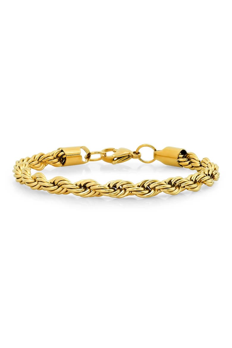 Men's 18k Gold Plated Rope Chain Bracelet, Main, color, GOLD