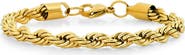 STEELTIME Men's 18k Gold Plated Rope Chain Bracelet