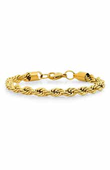 Men's 18k Gold Plated Rope Chain Bracelet