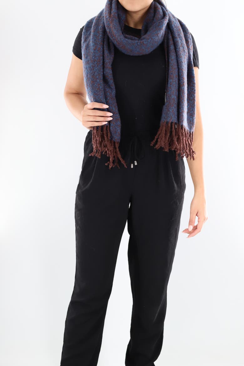 Plush Scarf with Fringe, Alternate, color, Sapphire/Topaz