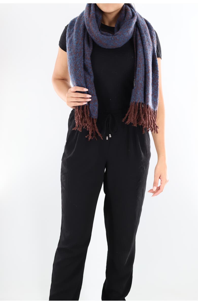 La Fiorentina Plush Scarf with Fringe, Alternate, color, Sapphire/Topaz