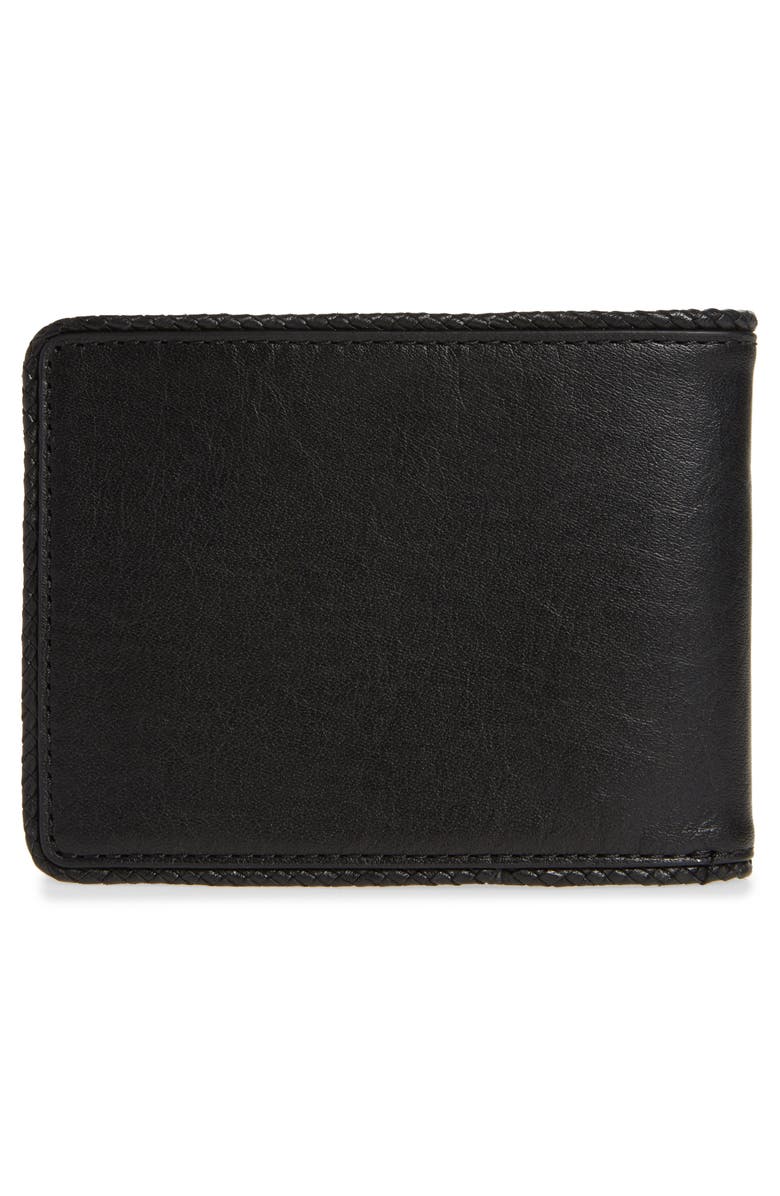 Tommy Bahama Braided Edge Leather Slimfold Wallet, Alternate, color, Black