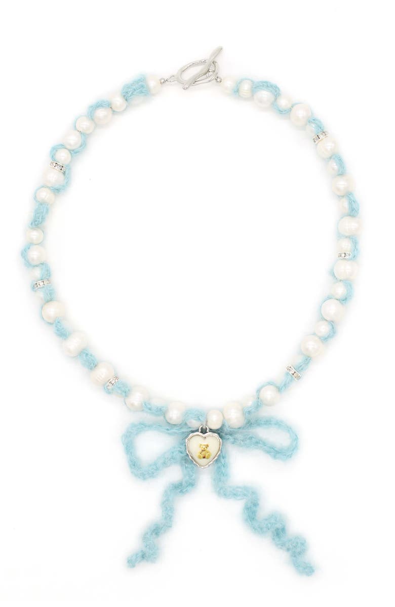 Velvet Luna Cashmere Pearl Teddy Necklace, Main, color, Blue