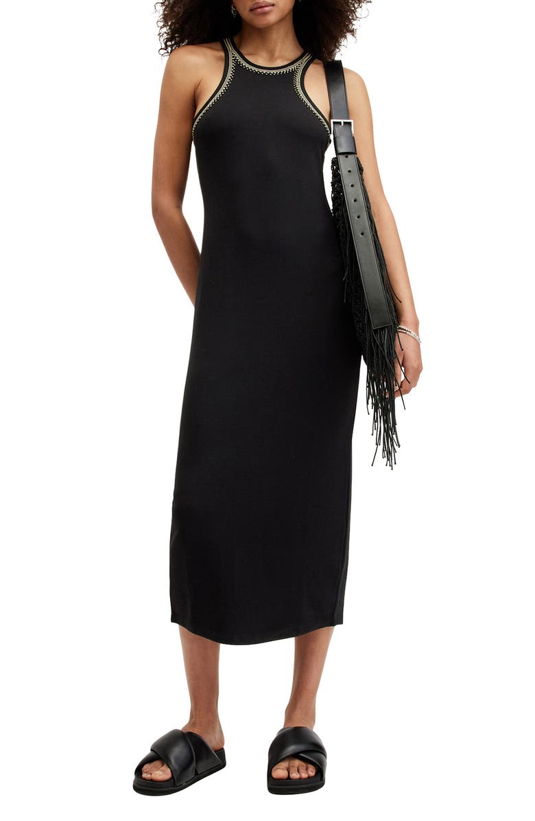 AllSaints Cassidy Beaded Tank Dress, Alternate, color, Black