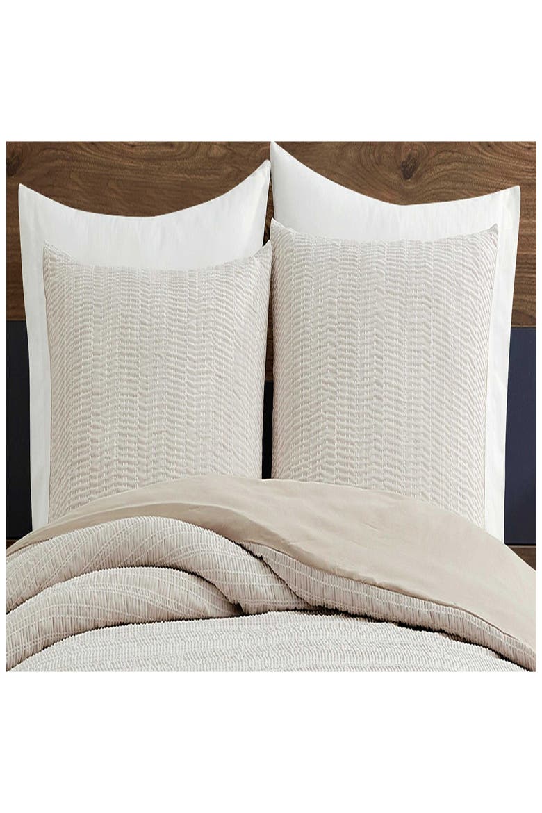 Stitched Gauze Yarn Dye Jacquard Comforter & Sham Set, Alternate, color, LIGHT BEIGE