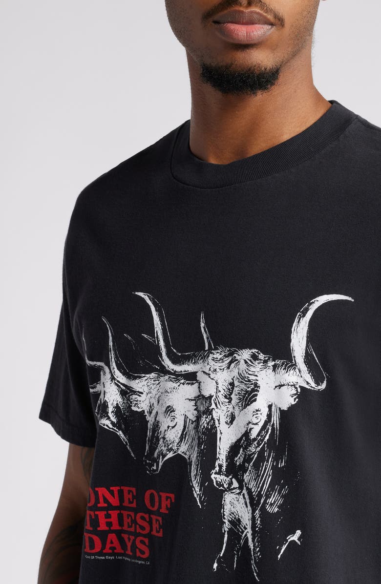 ONE OF THESE DAYS Long Horn Cotton Graphic T-Shirt, Alternate, color, 