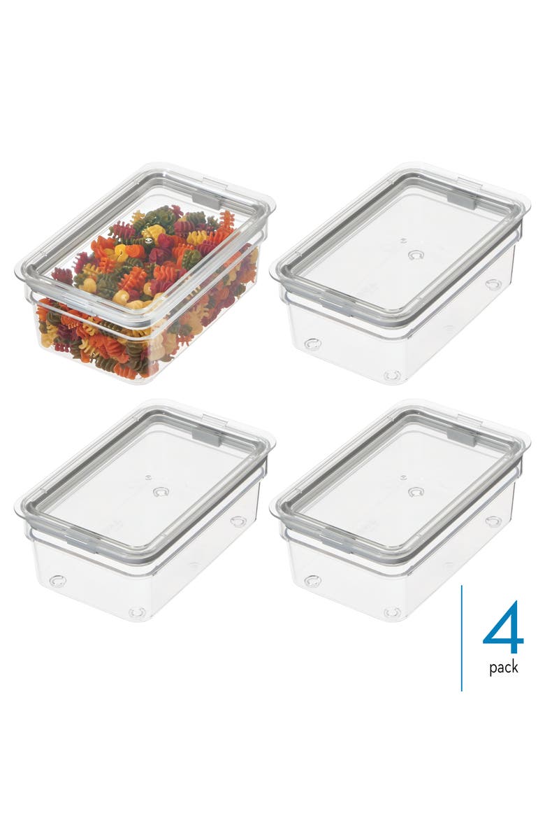 iDesign Medium Food Storage Bin with Airtight Lid - Set of 4 - Clear, Alternate, color, Clear