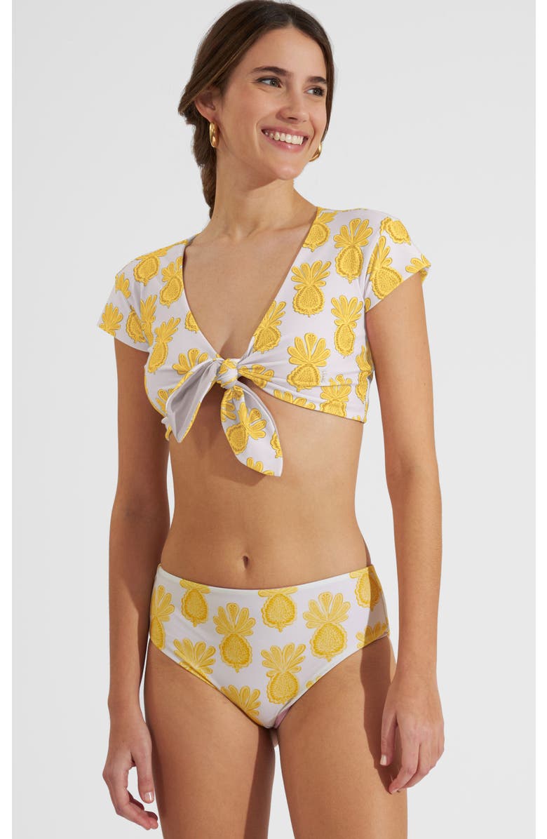 La DoubleJ Bardot Top Pineapple Sunflower White, Main, color, Pineapple Sunflower White