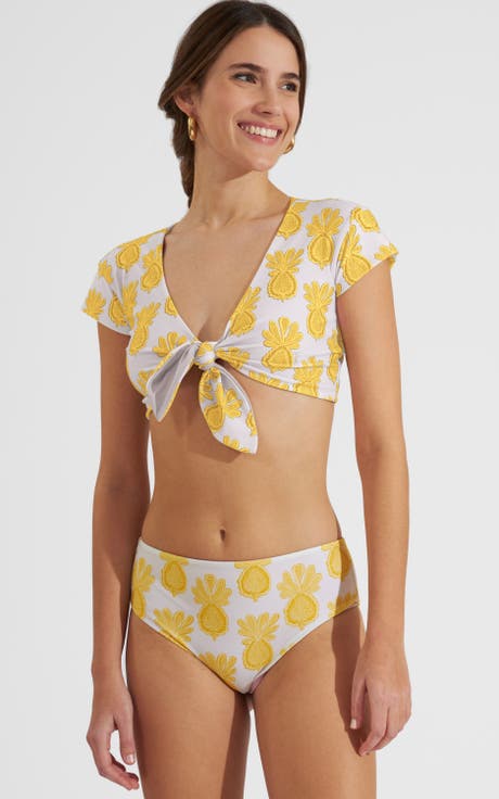 Bardot Top Pineapple Sunflower White