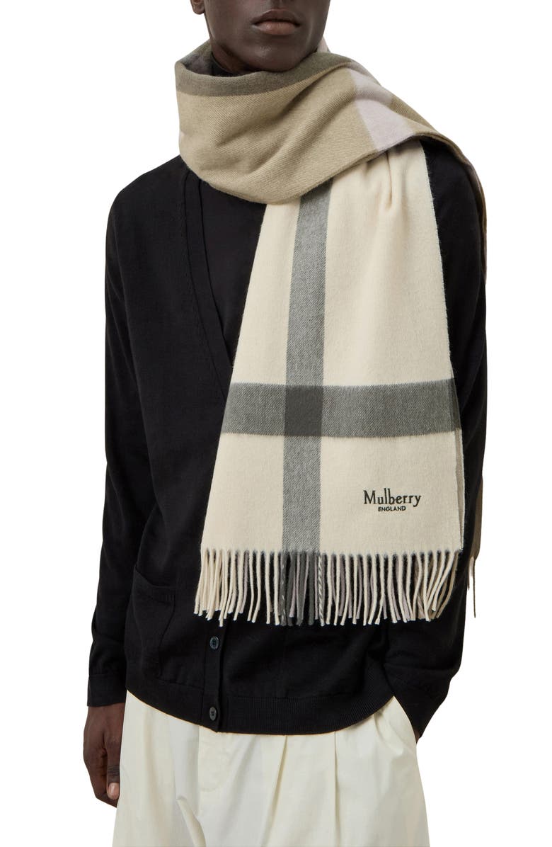 Mulberry Check Merino Wool Scarf, Alternate, color, 