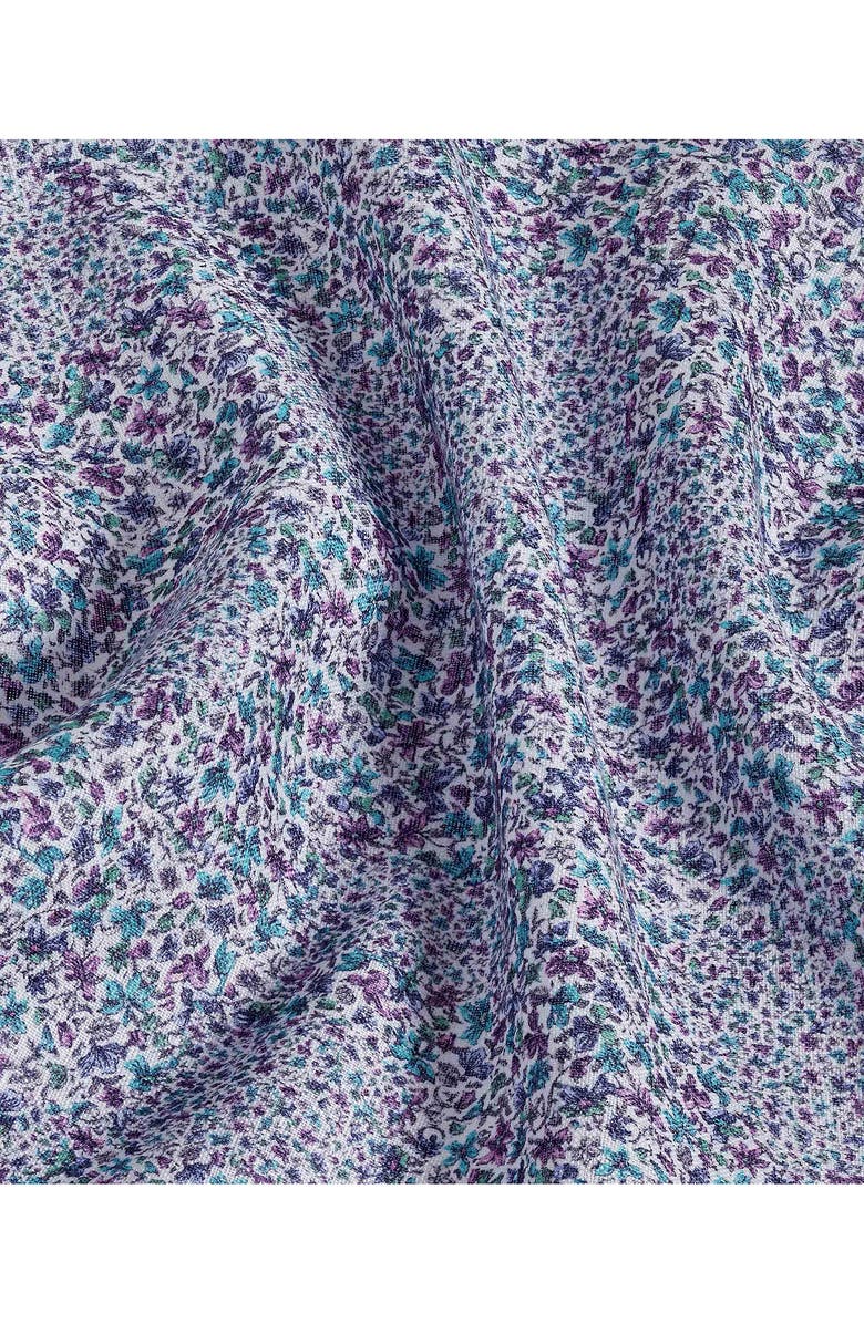 David Donahue Micro Floral Print Short Sleeve Linen & Cotton Shirt, Alternate, color, 