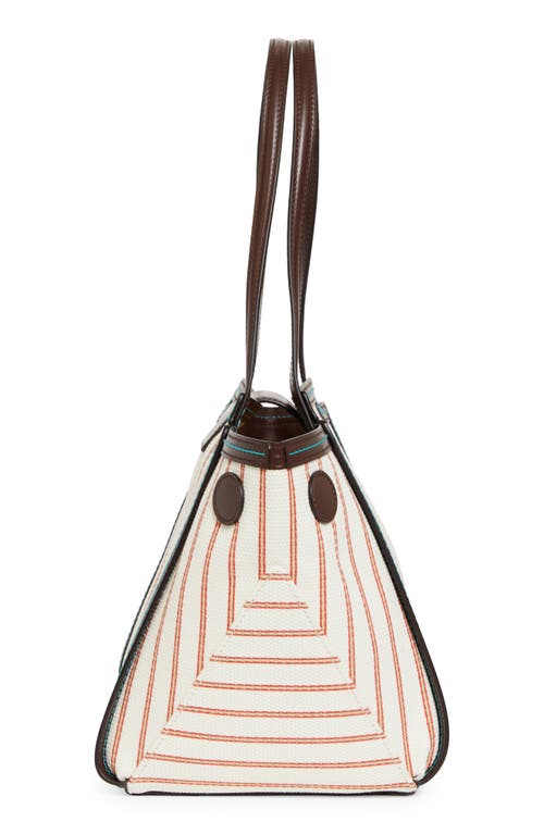 Marni Mini Riviera Stripe Tote In White Comb