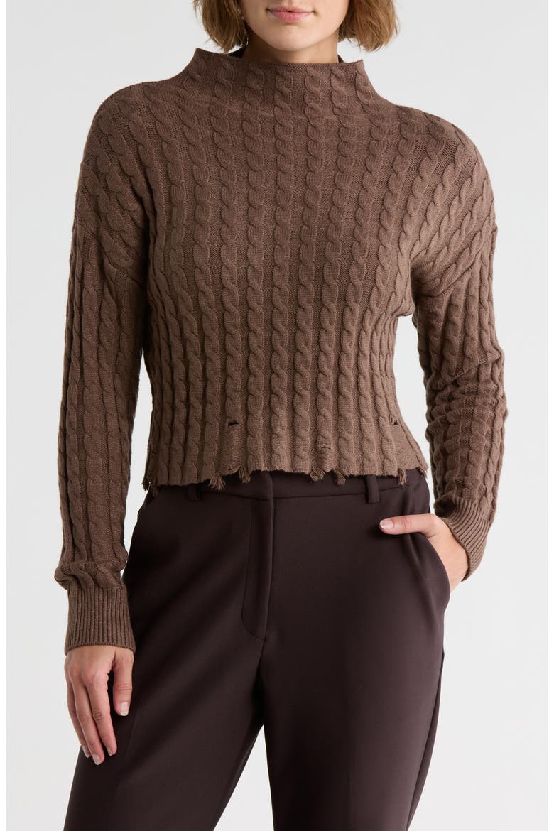Turtleneck Cable Knit Sweater, Main, color, COCO