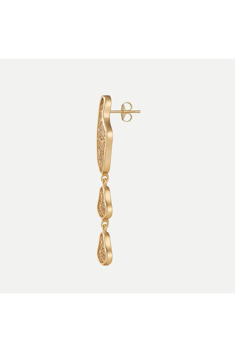Sculpture Asymmetrical Earrings, Alternate, color, Gold