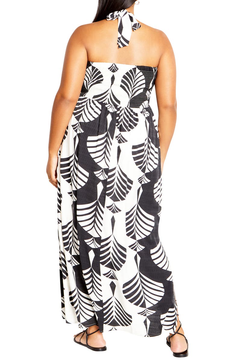 City Chic Peta Floral Border Print Halter Maxi Dress, Alternate, color, Empress