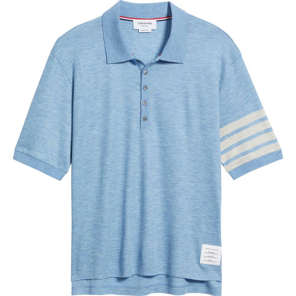 Thom Browne 4-bar Virgin Wool Jersey Polo In Blue
