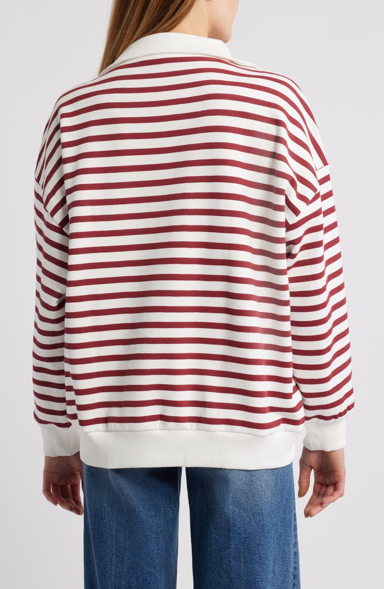 Brooklyn Industries Stripe Half-Zip Cotton Sweatshirt, Alternate, color, Biking Red Striped