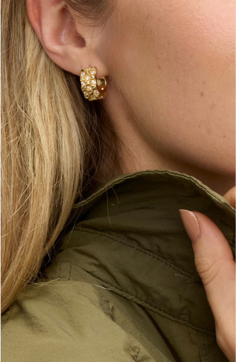Stella & Dot Vivienne Reversible Pave Hinged Huggie Earrings, Alternate, color, Gold