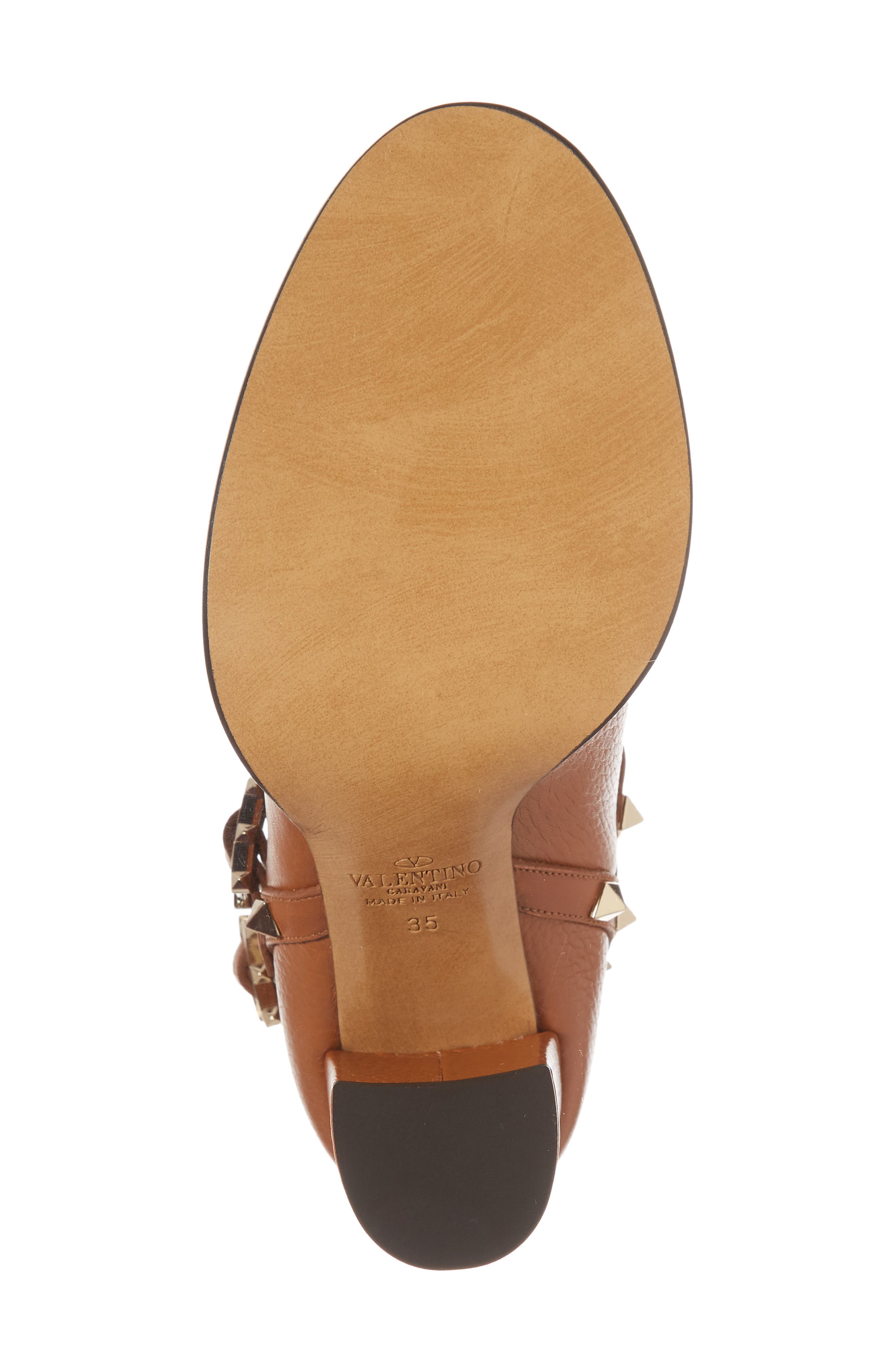 Rockstud Block Heel Bootie, Alternate, color, LIGHT CUIR