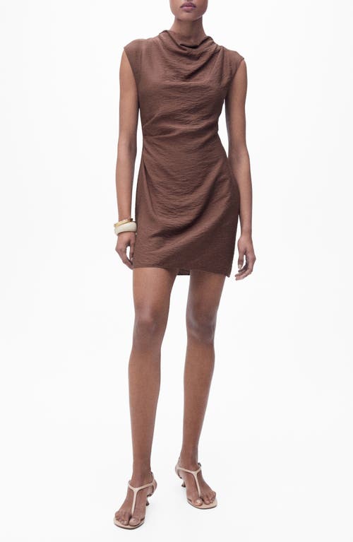 Mango Drape Texture Minidress In Brown
