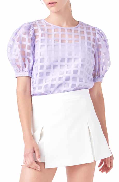 English Factory Windowpane Sheer Top