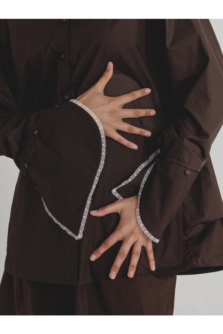 Oversized Poplin Shirt, Alternate, color, Chocolate Brown