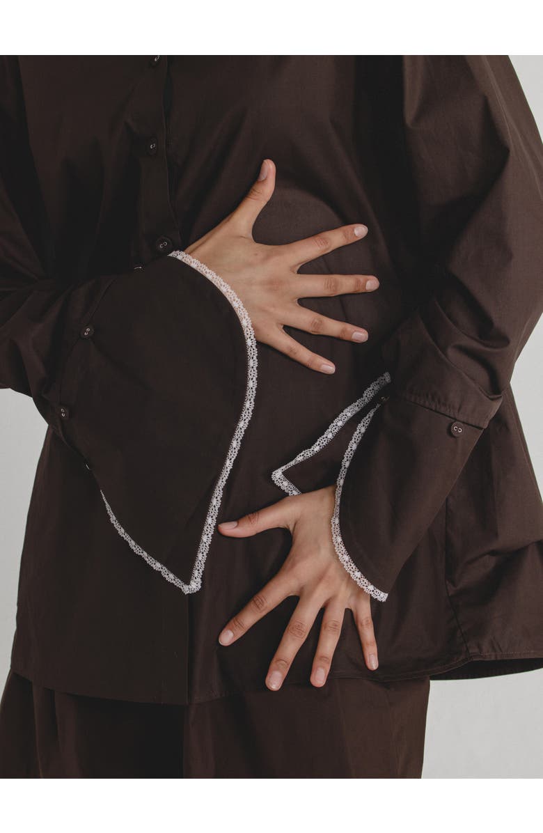 Alas Oversized Poplin Shirt, Alternate, color, Chocolate Brown
