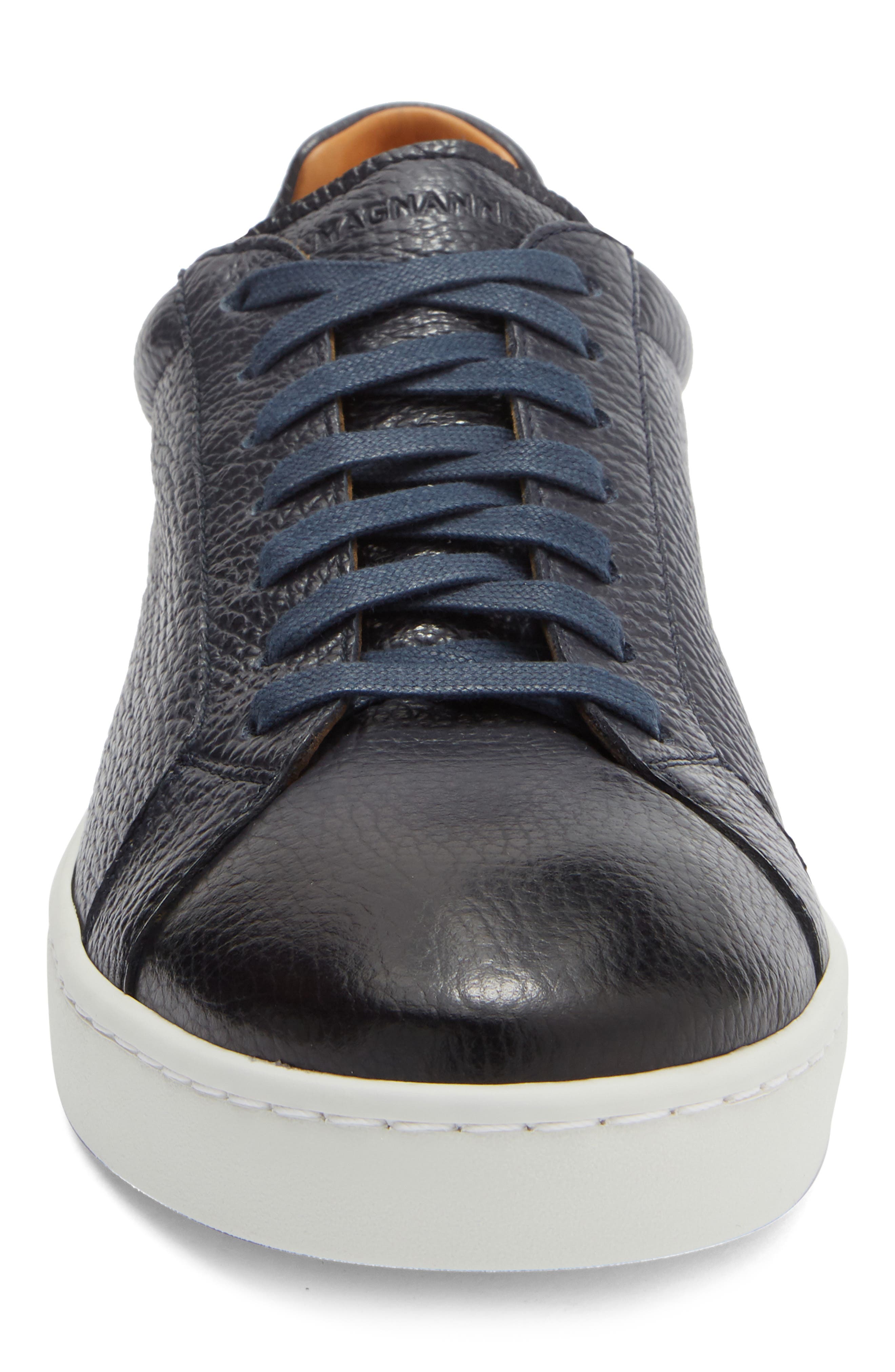 Magnanni Elonso Leather Sneaker, Alternate, color, Navy Pebble