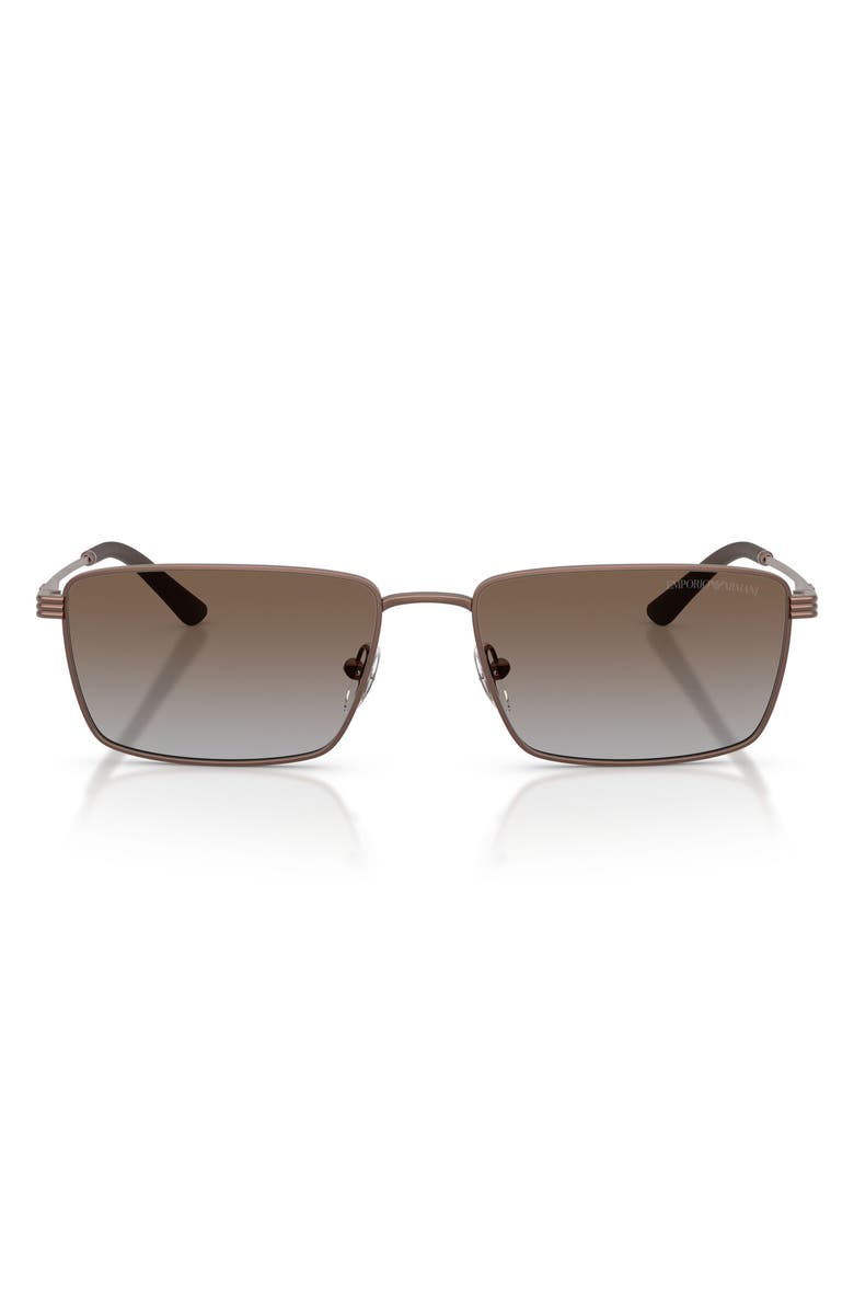 Emporio Armani 57mm Rectangular Sunglasses, Main, color, Matte Bronze / Grey Brown