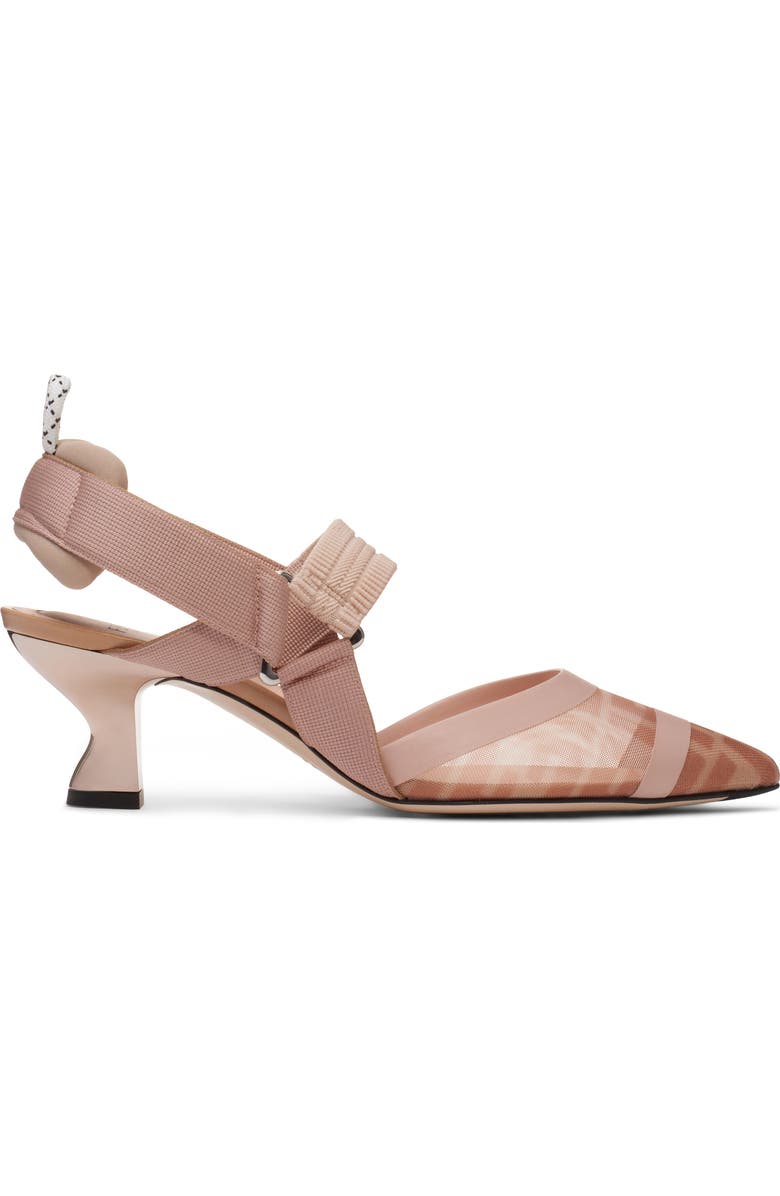 Fendi Colibri Mesh Slingback Pointed Toe Pump, Alternate, color, F19mn Rose Rose/Nudo