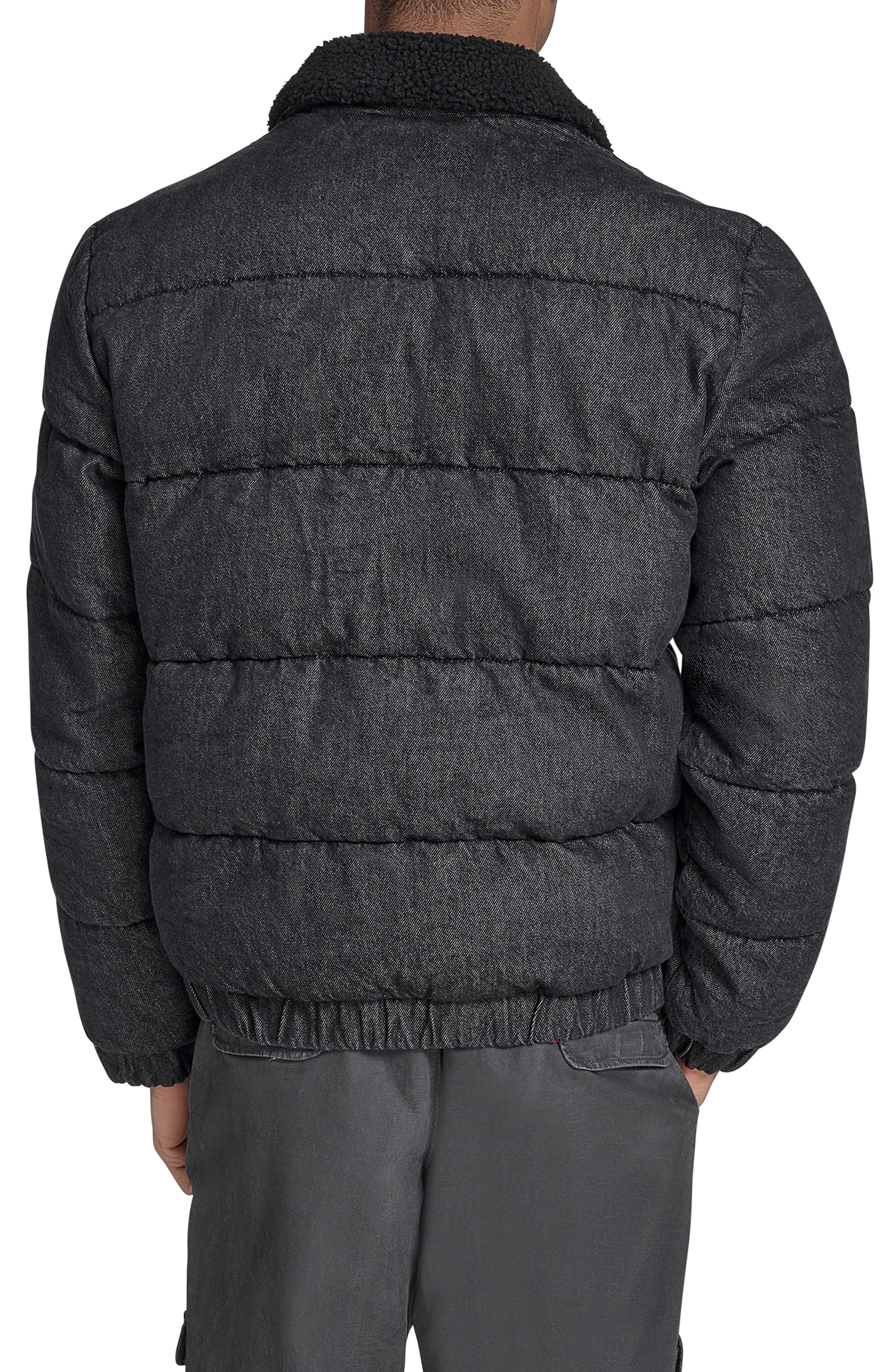 Quilted Denim Jacket with Fleece Collar - image 2