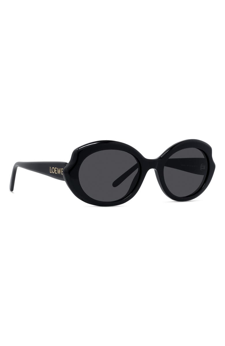 Loewe Thin Mini 54mm Oval Sunglasses, Alternate, color, Shiny Black / Smoke
