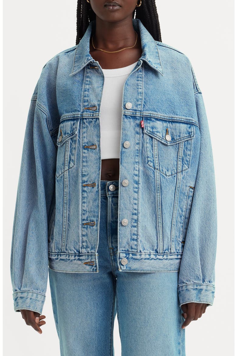 '90s Denim Trucker Jacket, Main, color, ROCK THE VOTE