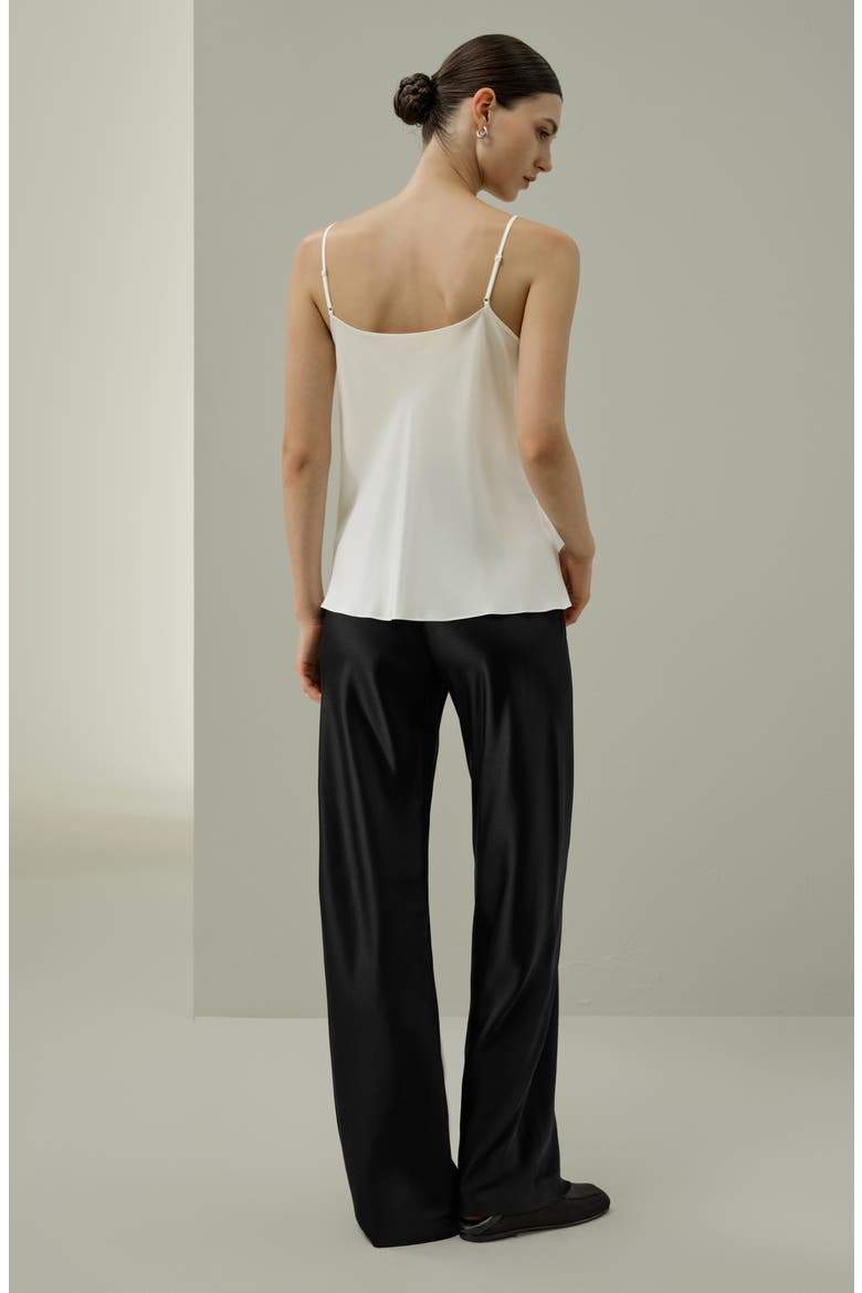 Women's Bias Cut Lace-Trimmed Silk Camisole, Alternate, color, Ivory