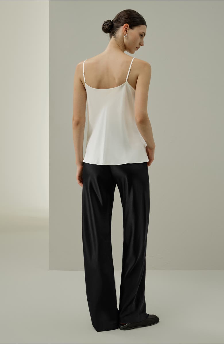 Lilysilk Women's Bias Cut Lace-Trimmed Silk Camisole, Alternate, color, Ivory