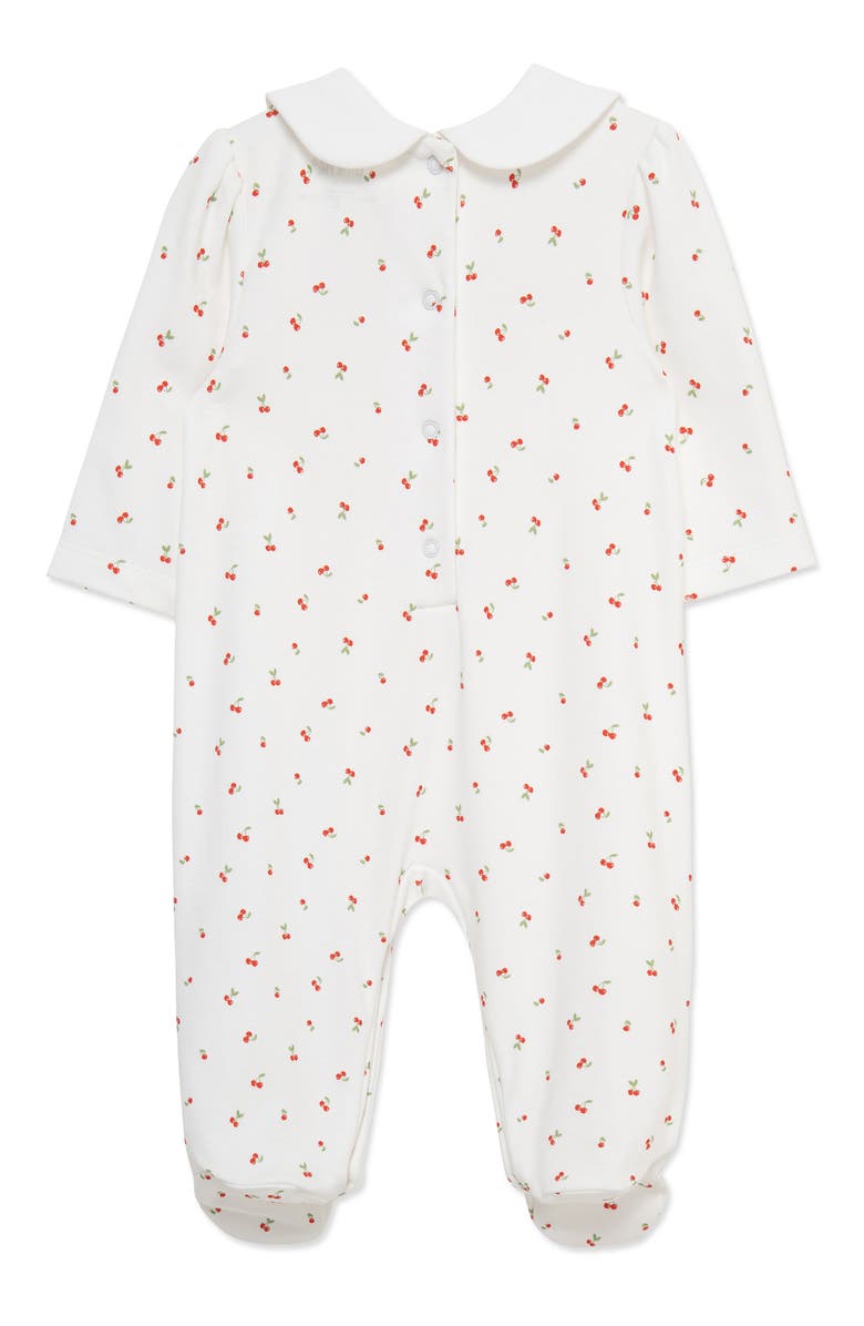 Little Me Tiny Cherries Pima Cotton Footie, Alternate, color, White